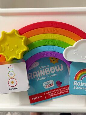 Chuckle & Roar Silicone Rainbow Stacker + Game 100% Complete 28 Pcs